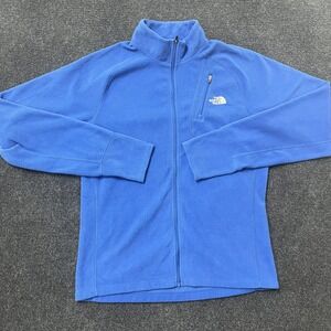 The North Face Fleece Jacket Mens Medium Blue Full Zip Lightweight Hiking Trail